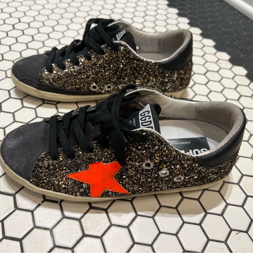 Golden goose black glitter sneakers